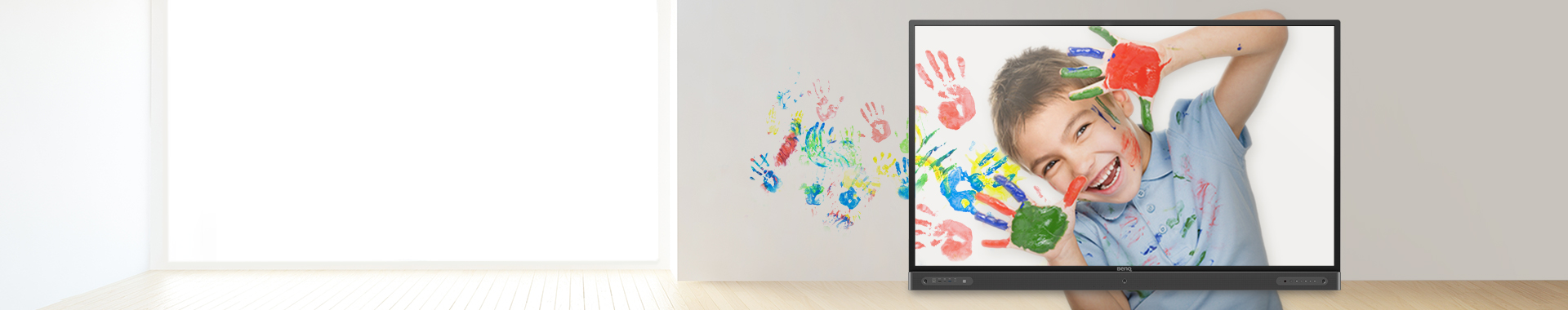 K-12 student using BenQ Interactive Flat Panel display in class